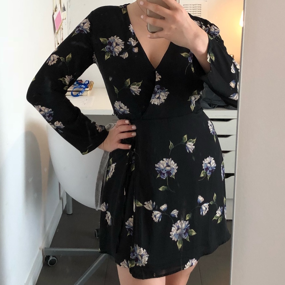Black floral wrap dress from LUSH